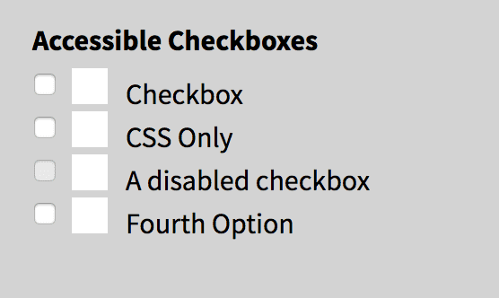 Checkboxes with both a white box and a normal checkbox.