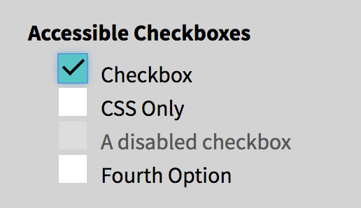 Disabled checkbox with dark grey box.