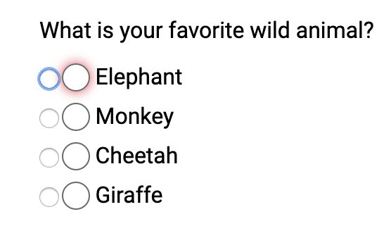 A focused radio button with an outlined red circle.