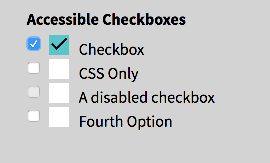 Teal checked box with a normal checked checkbox next to it.